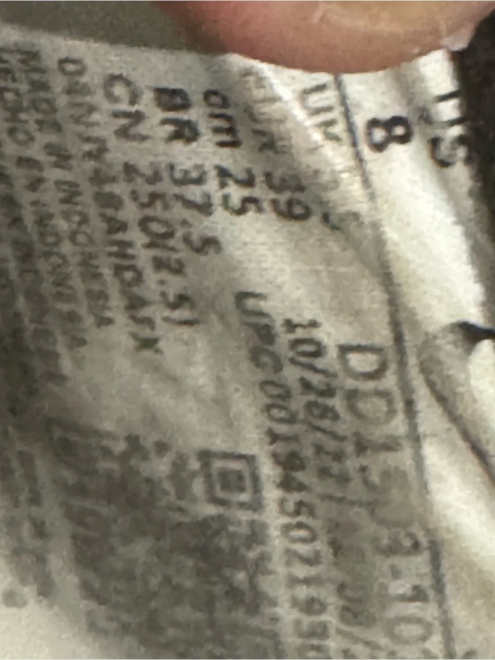 Nike Gray and White Sneaker Interior Label